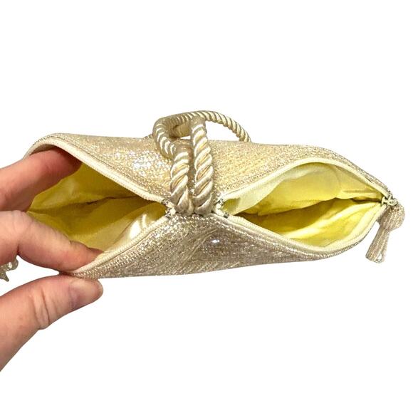 Unique vintage sparkling off white beaded evening bag shoulderbag dressy purse - Picture 8 of 10